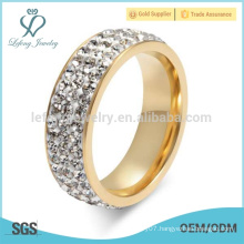 High quality stainless steel paved diamond ring,womens gold rings jewelry